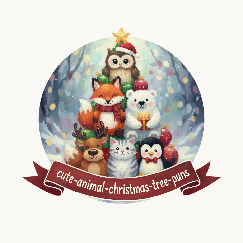 Cute Animal + Christmas Tree Puns