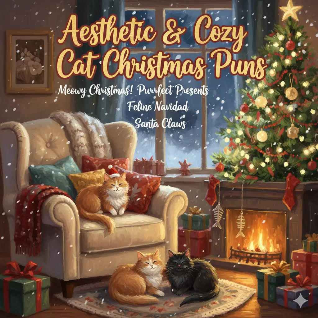 Aesthetic & Cozy Cat Christmas Puns