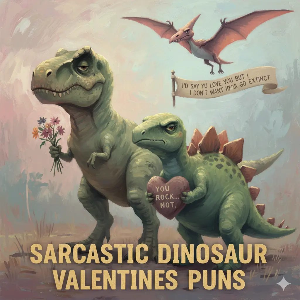 Sarcastic Dinosaur Valentines Puns