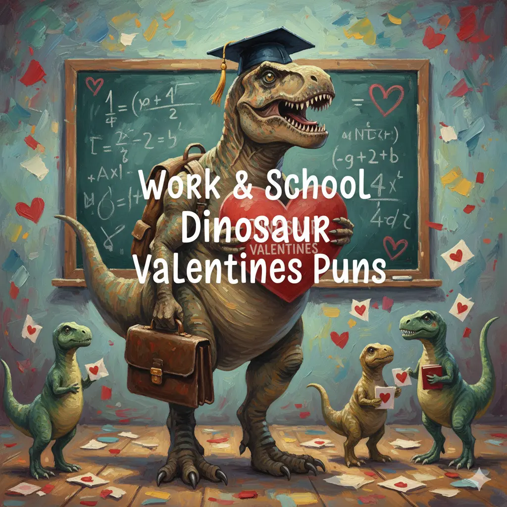Work & School Dinosaur Valentines Puns